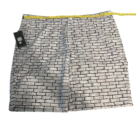 Hreski Golf Shorts Brick Wall Pattern Brown/White Men’s Size 40 NWT - Picture 3 of 14